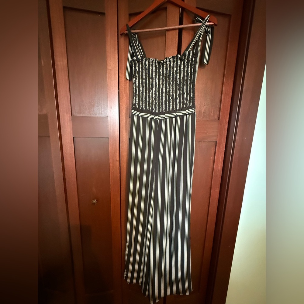 ALI & JAY Black and White Vertical-Stripe Wide Leg Pants